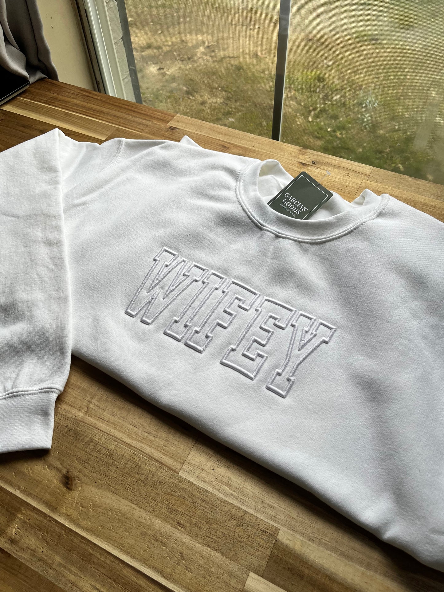 Wifey Puff Athletic Font Sweatshirt