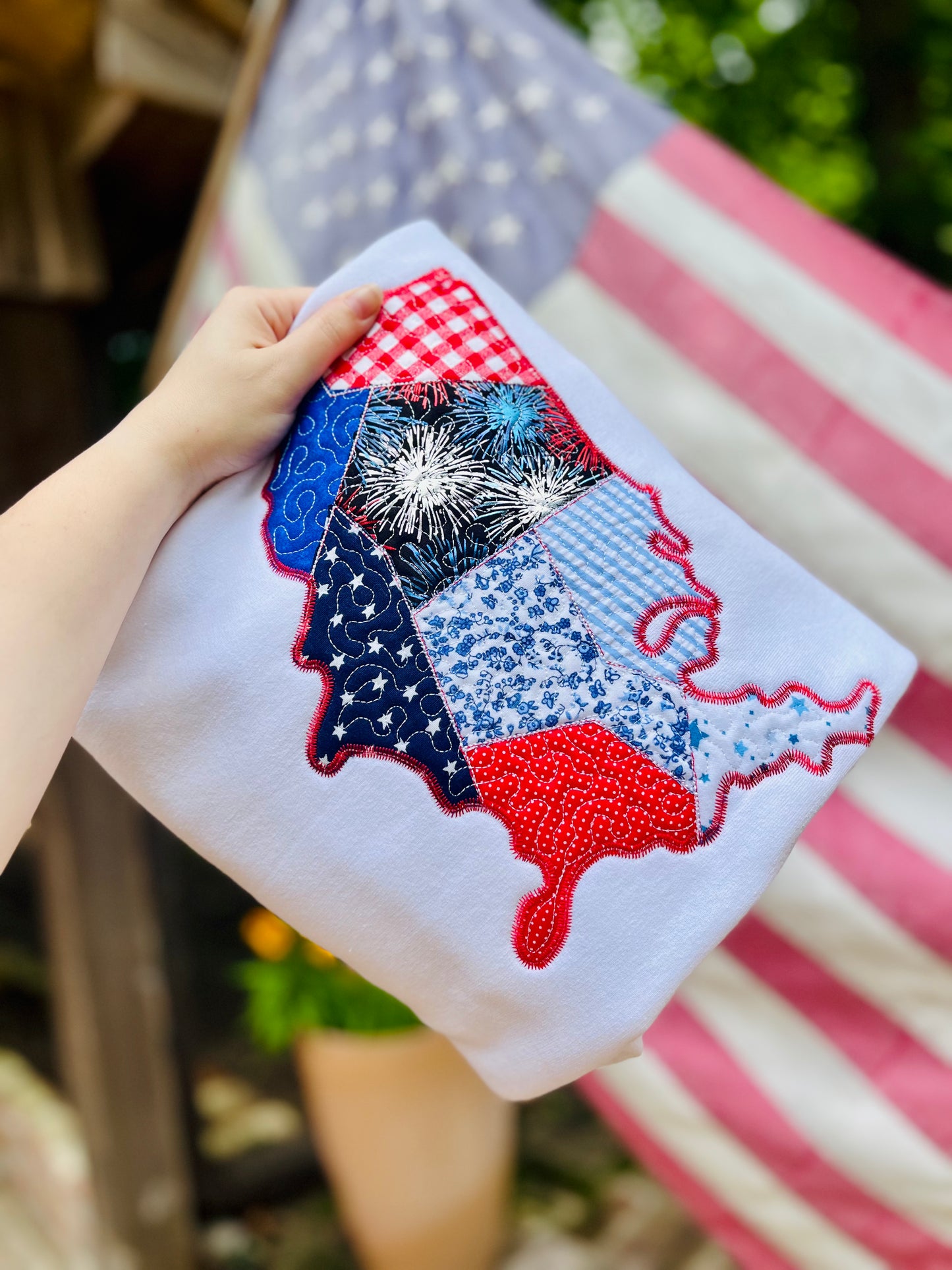 USA Quilted Applique Sweatshirt