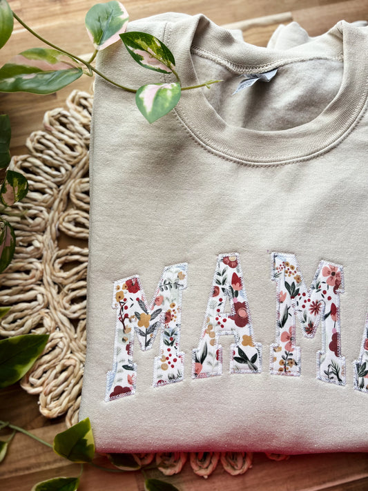 Mama floral appliqué sweatshirt