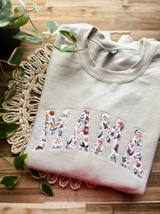 Mama floral appliqué sweatshirt