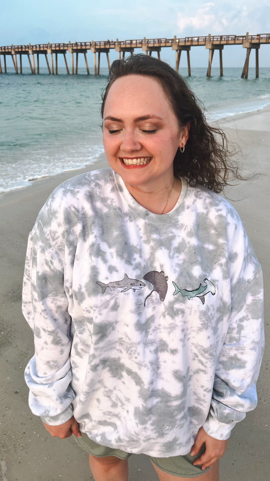 Shark Trio Tie Dye Sweatshirt