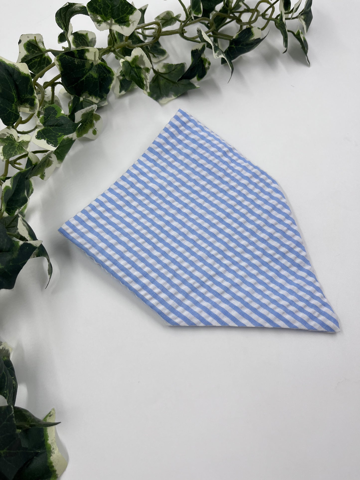 Blue and white seersucker bandana