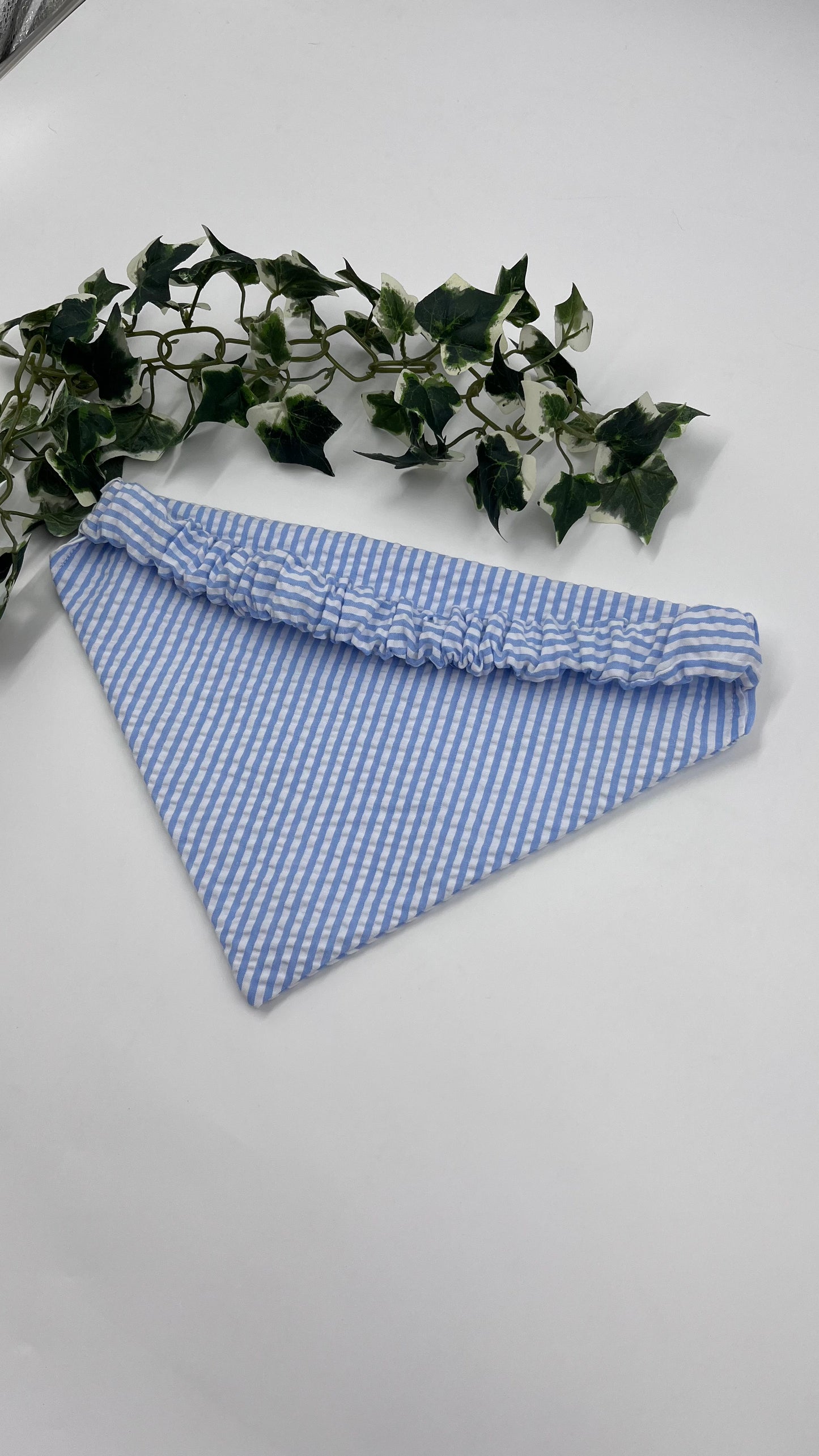 Blue and white seersucker bandana