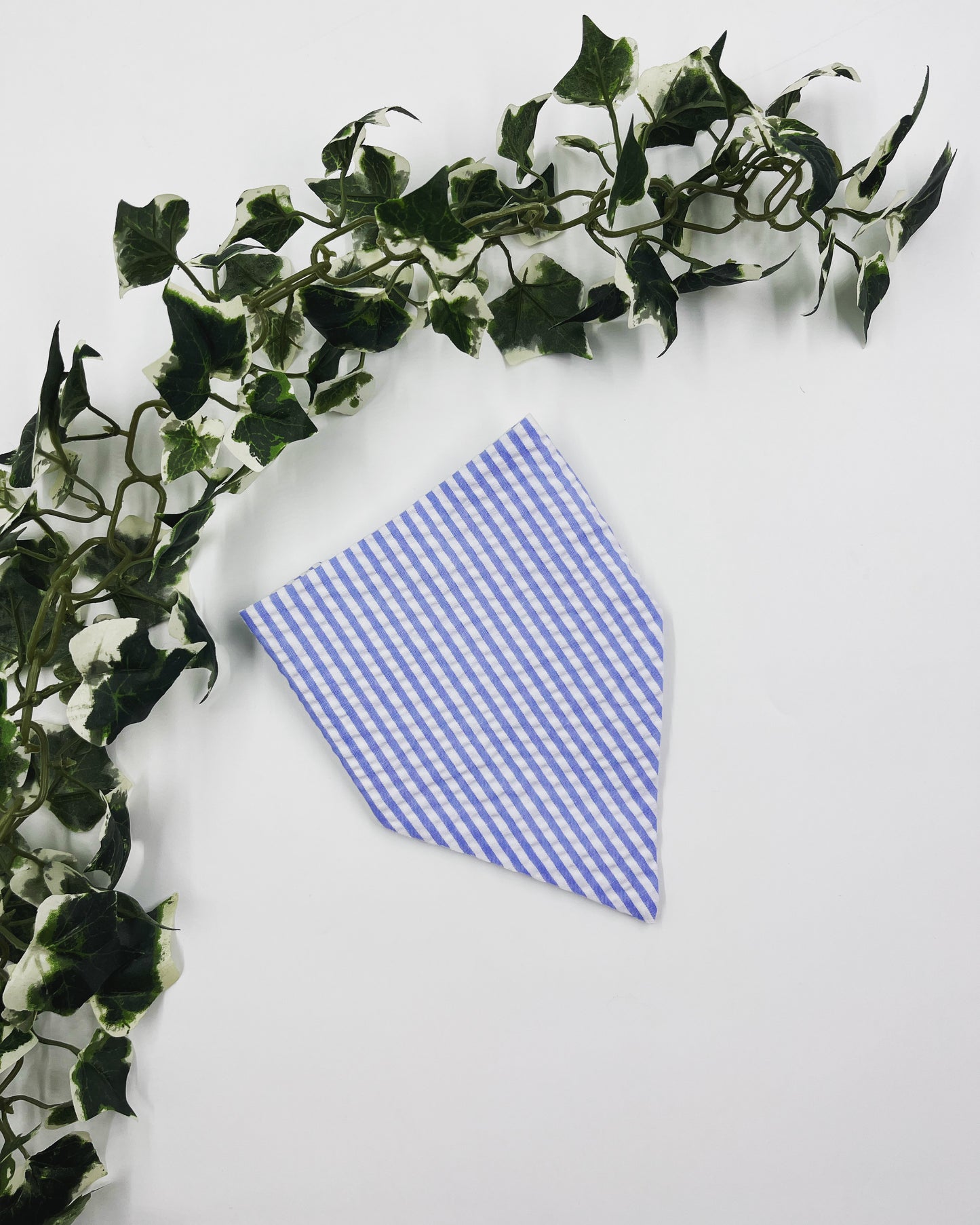 Blue and white seersucker bandana