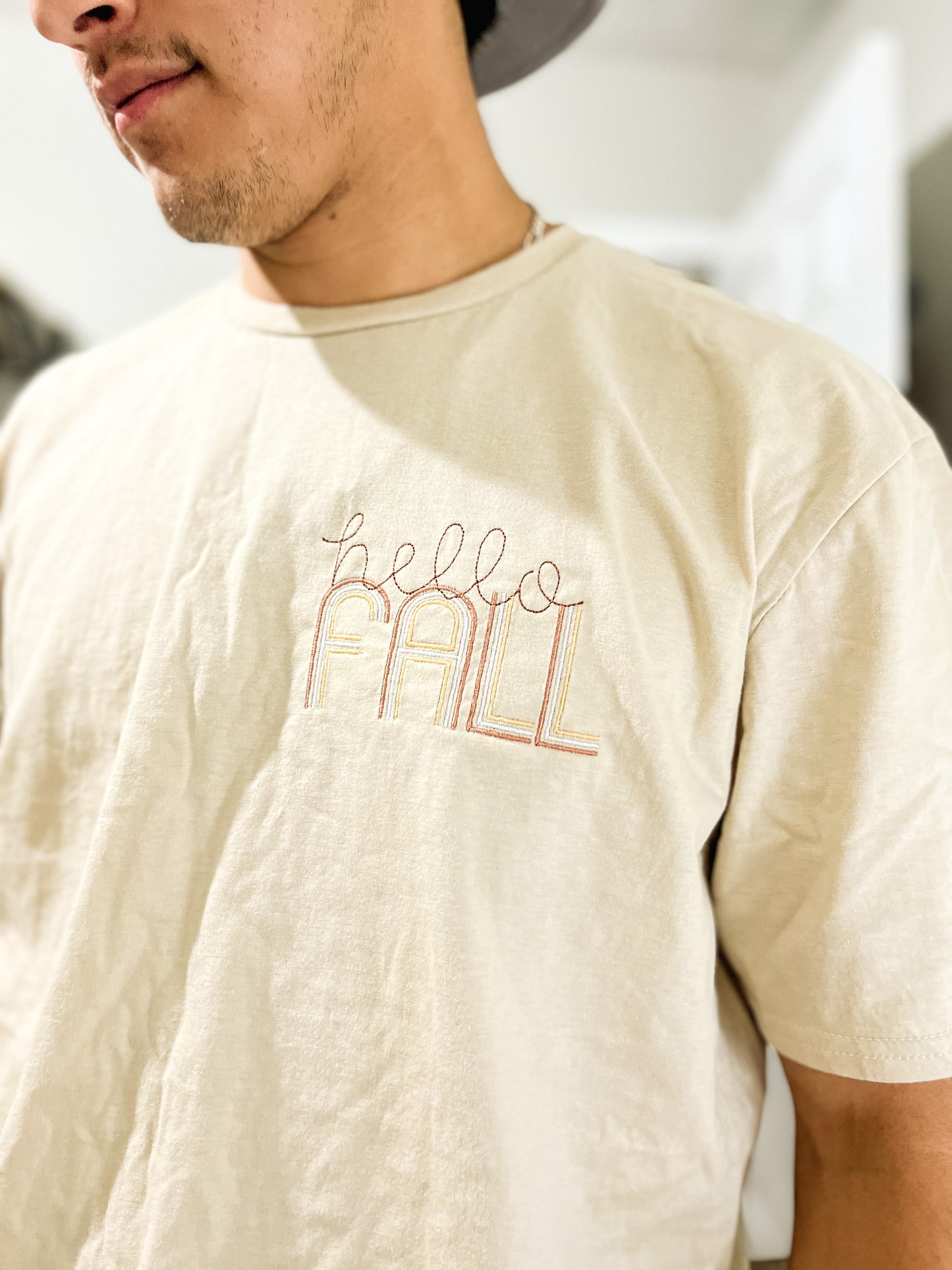 Hello Fall Embroidery T-Shirt