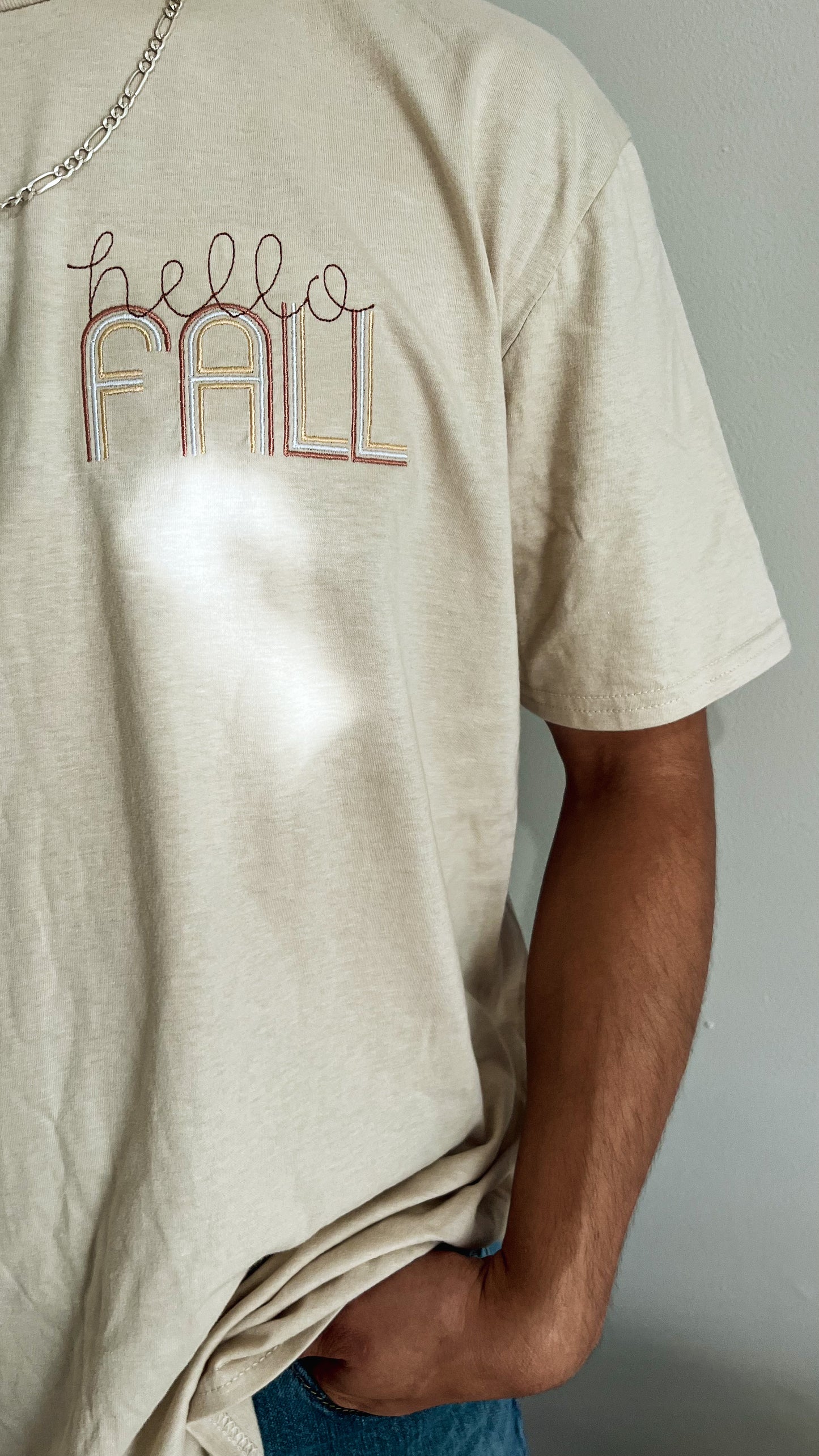 Hello Fall Embroidery T-Shirt